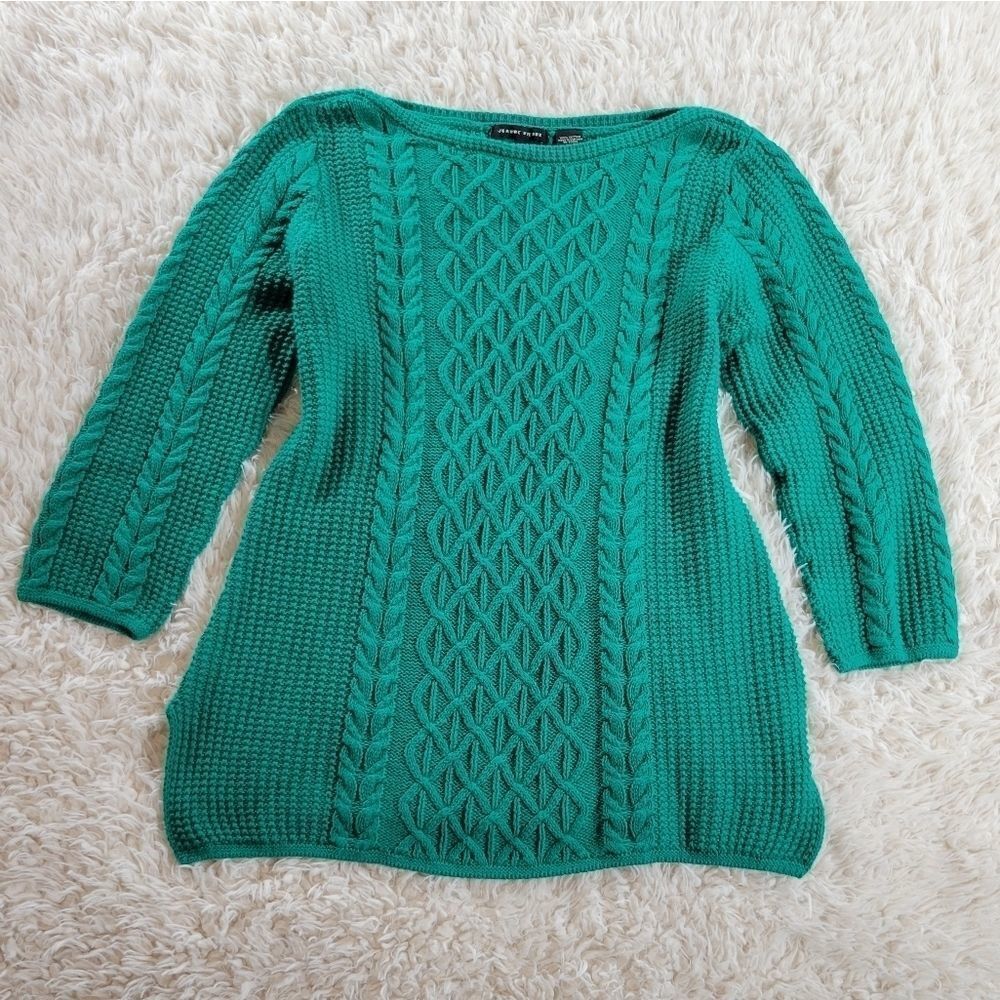 Jeanne Pierre Boat Neck Sweater 3/4 Sleeve